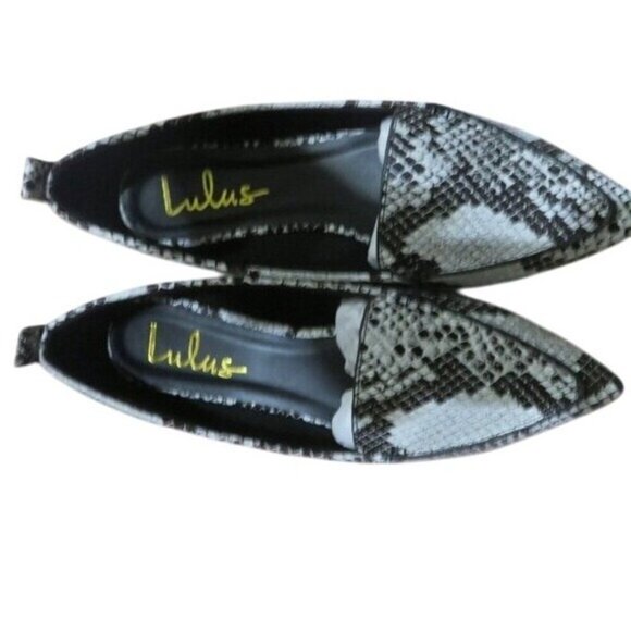 Lulus Emmy Vegan Leather Python Snake Embossed Ballet Flats Driving Moccasins 7 - Picture 3 of 12